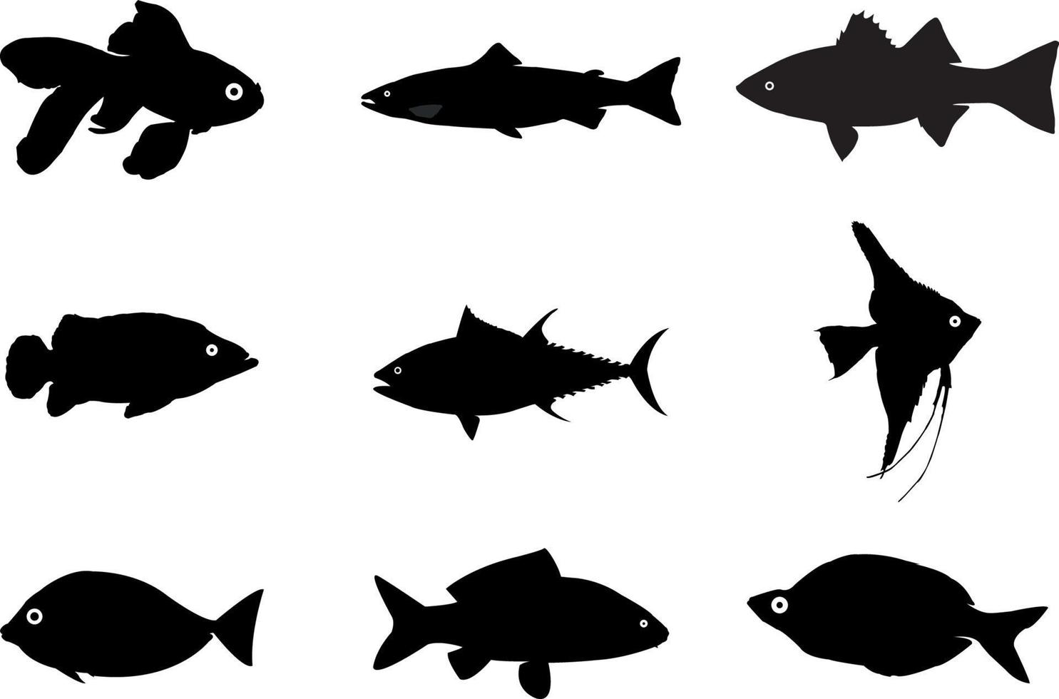 Fish Silhouette Set, Fish Vector Silhouette