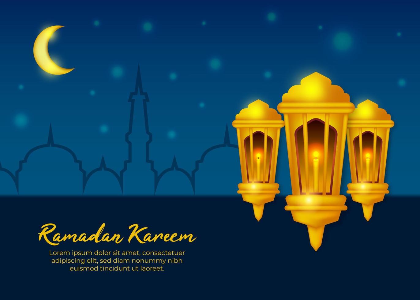 Vector illustration of Islamic Lamp Ramadan Kareem greeting card