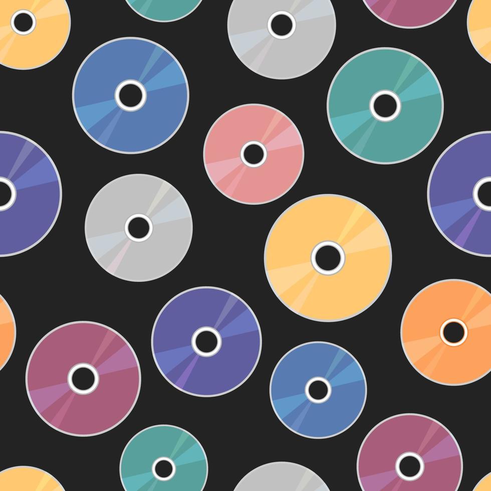 CD pattern. Retro 90s and 2000s seamless background with CD DVD discs