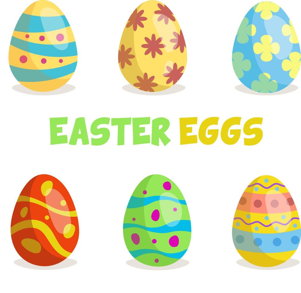 conjunto de huevos de pascua de colores vector