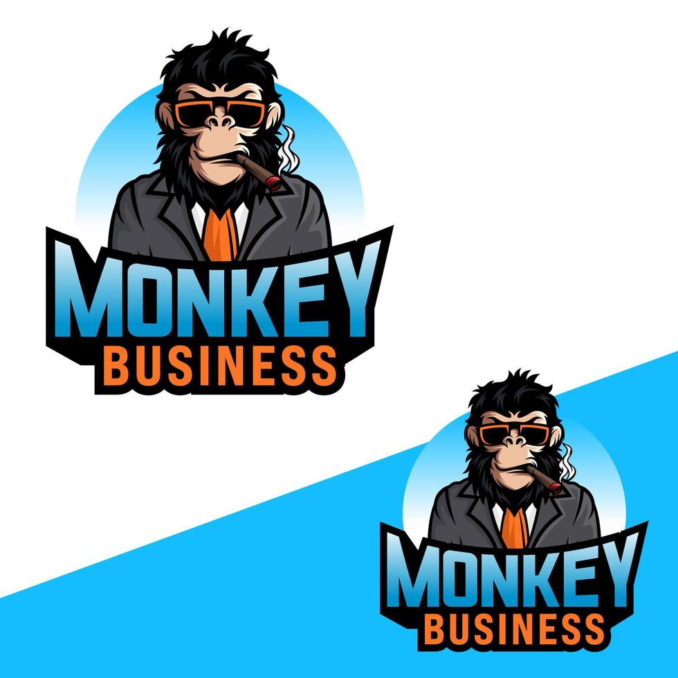 Monkey mascot logo vector. Animal vector illustration. Geek monkey logo. Chimpanzee vector logo design