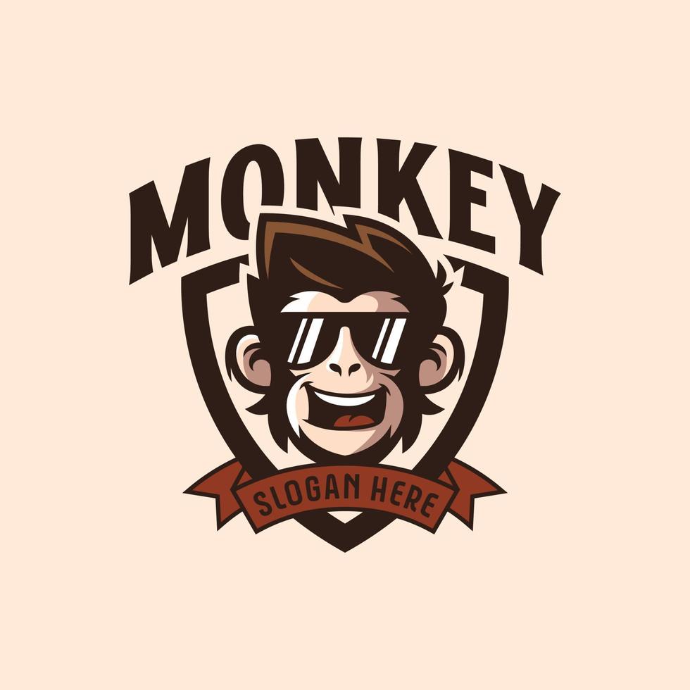 vector del logotipo de la mascota del mono. ilustración vectorial de animales. logotipo de mono geek. diseño de logotipo de vector de chimpancé