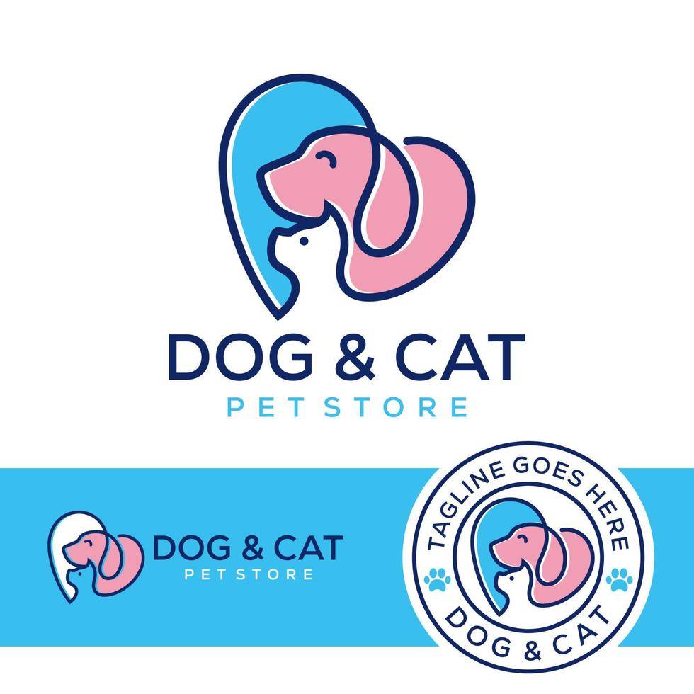tarjeta y plantilla de vector de diseño de logotipo de mascota animal