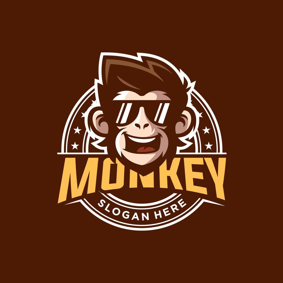 vector del logotipo de la mascota del mono. ilustración vectorial de animales. logotipo de mono geek. diseño de logotipo de vector de chimpancé