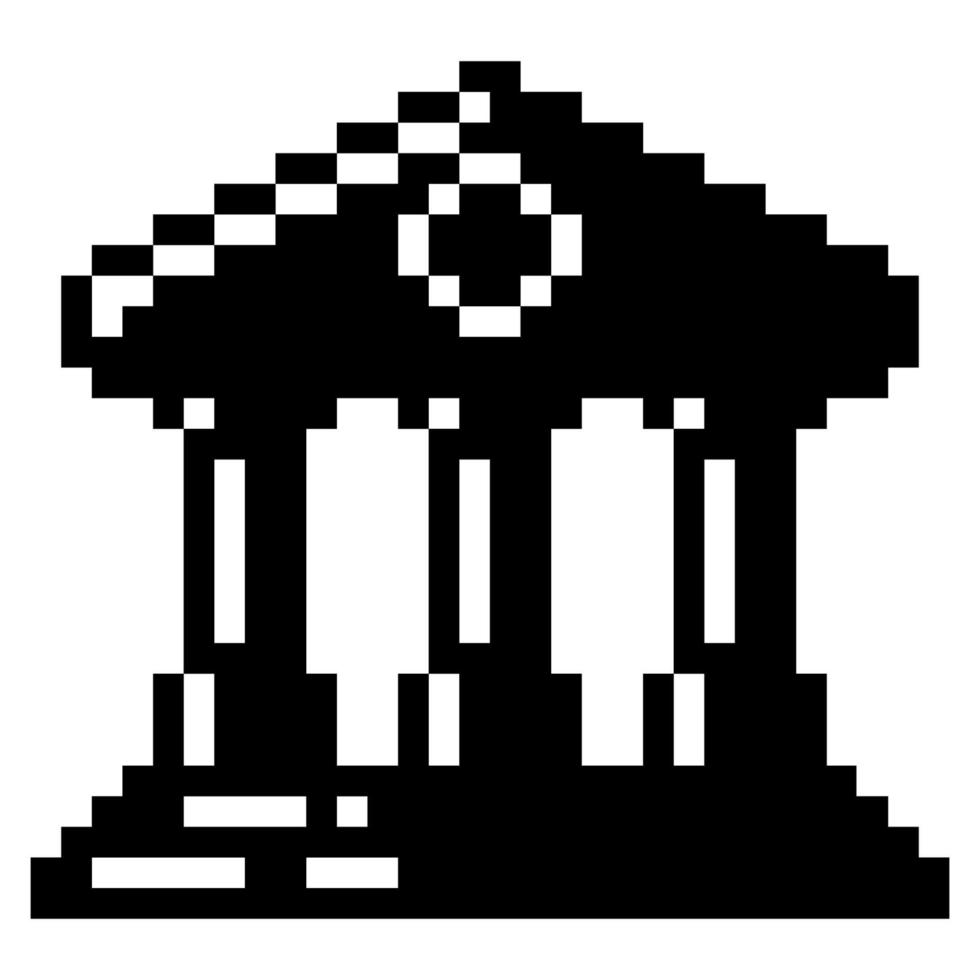 Bank. Pixel Art Business Icon vector