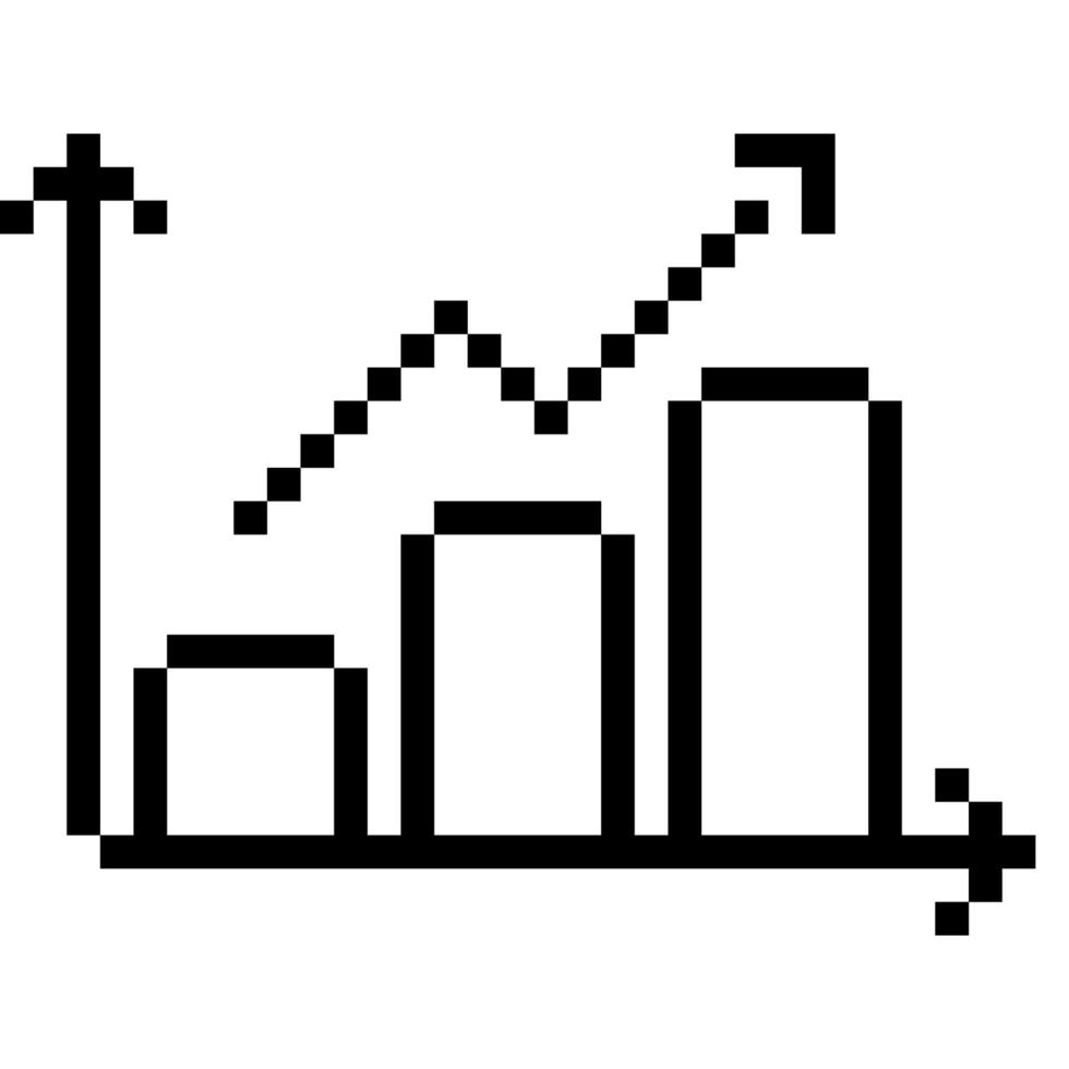 Growth chart. Pixel Art Business Icon vector
