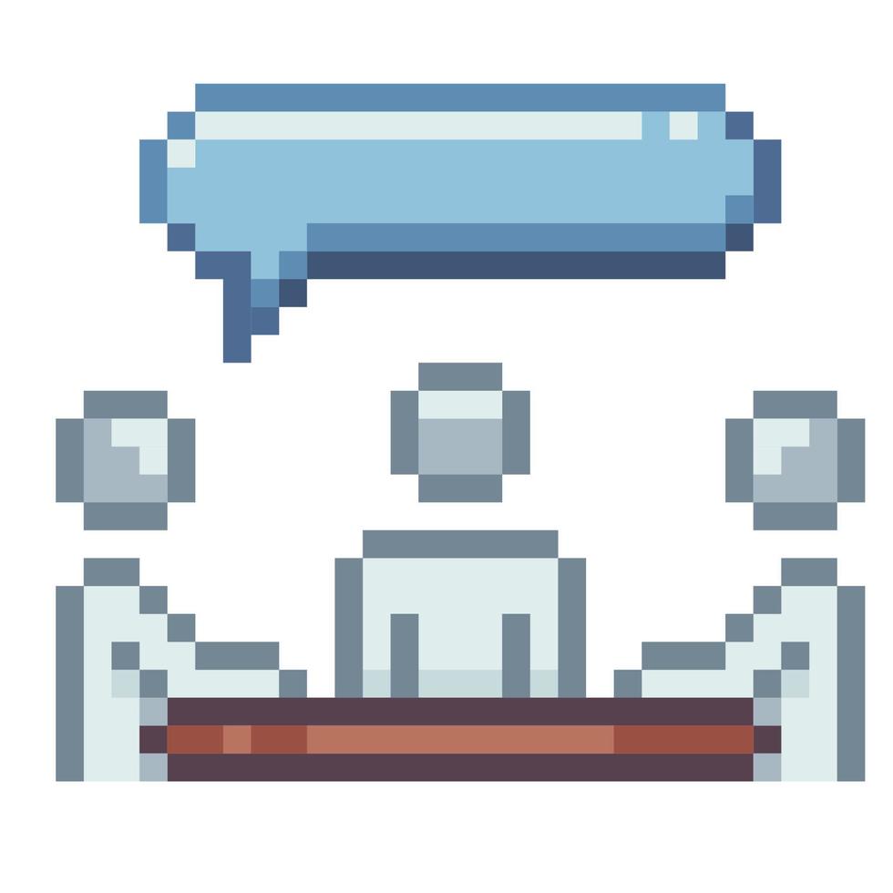 Meeting. Pixel Art Business Icon vector