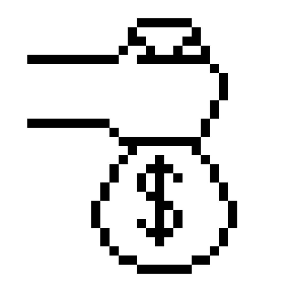 Money bag. Pixel Art Business Icon vector