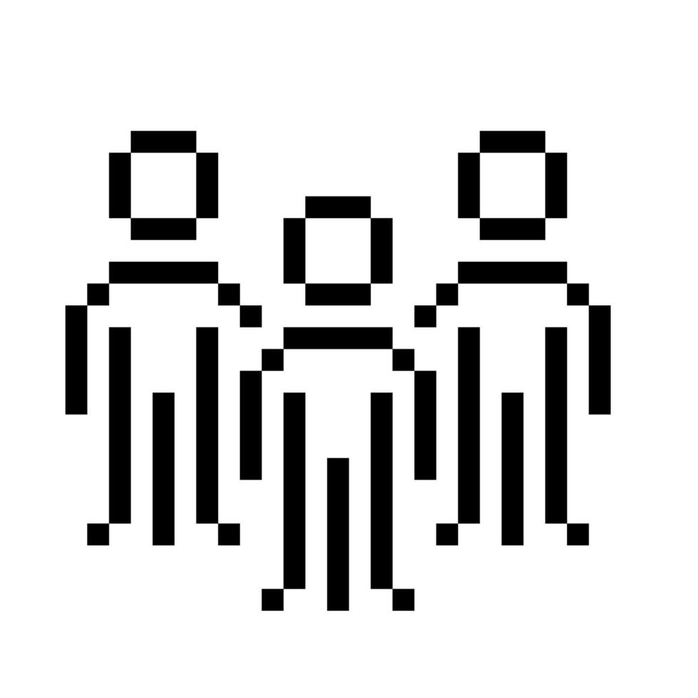 Team. Pixel Art Business Icon vector