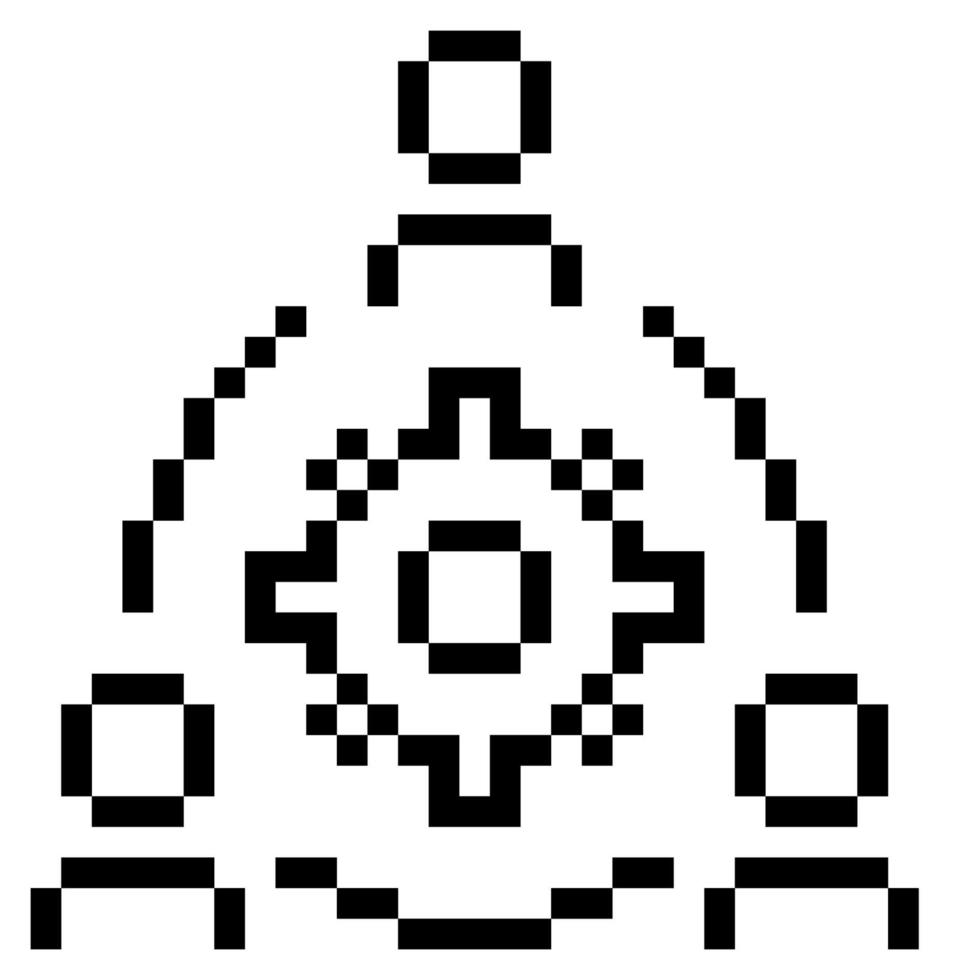 Teamwork. Pixel Art Business Icon vector