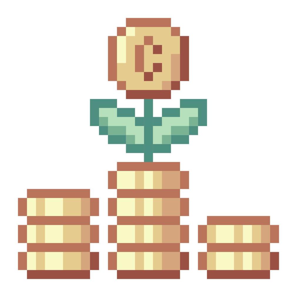 Investment. Pixel Art Business Icon vector