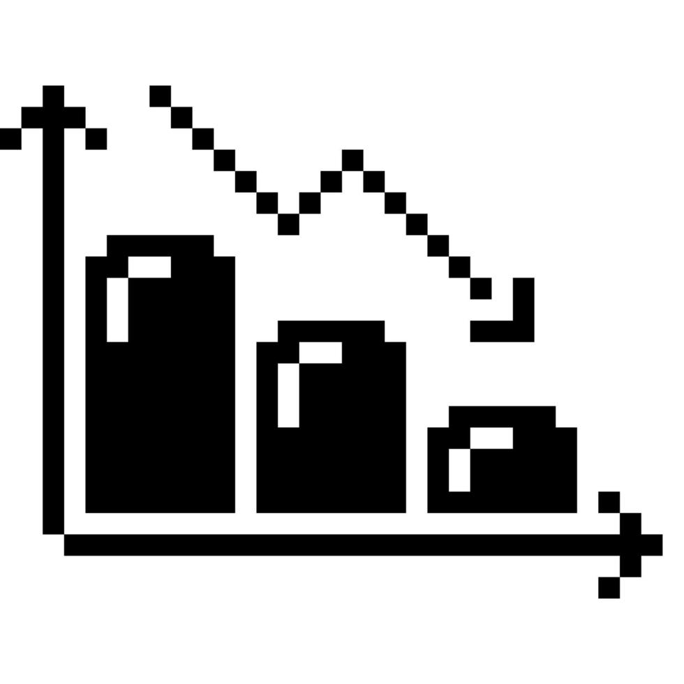 Falling chart. Pixel Art Business Icon vector