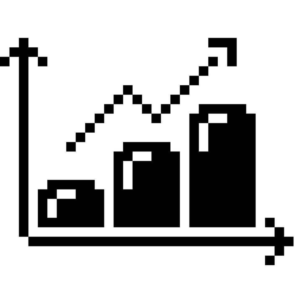Growth chart. Pixel Art Business Icon vector