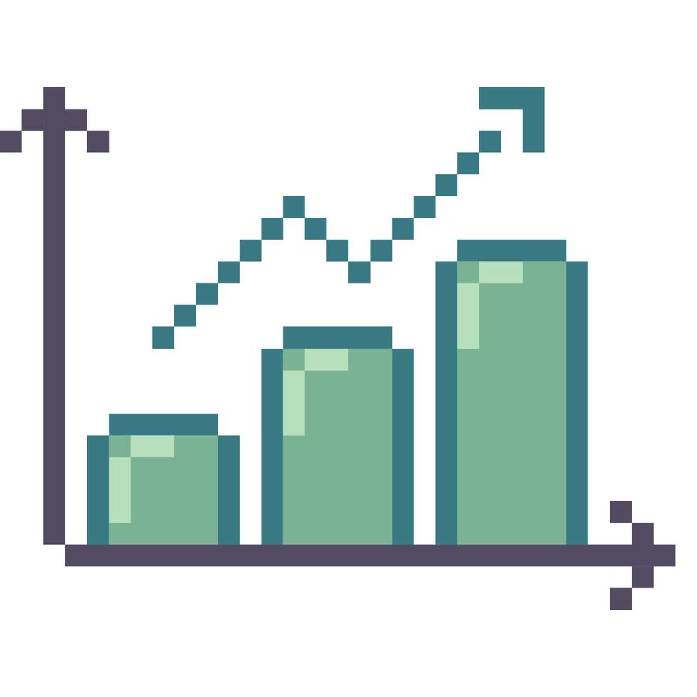 Growth chart. Pixel Art Business Icon vector