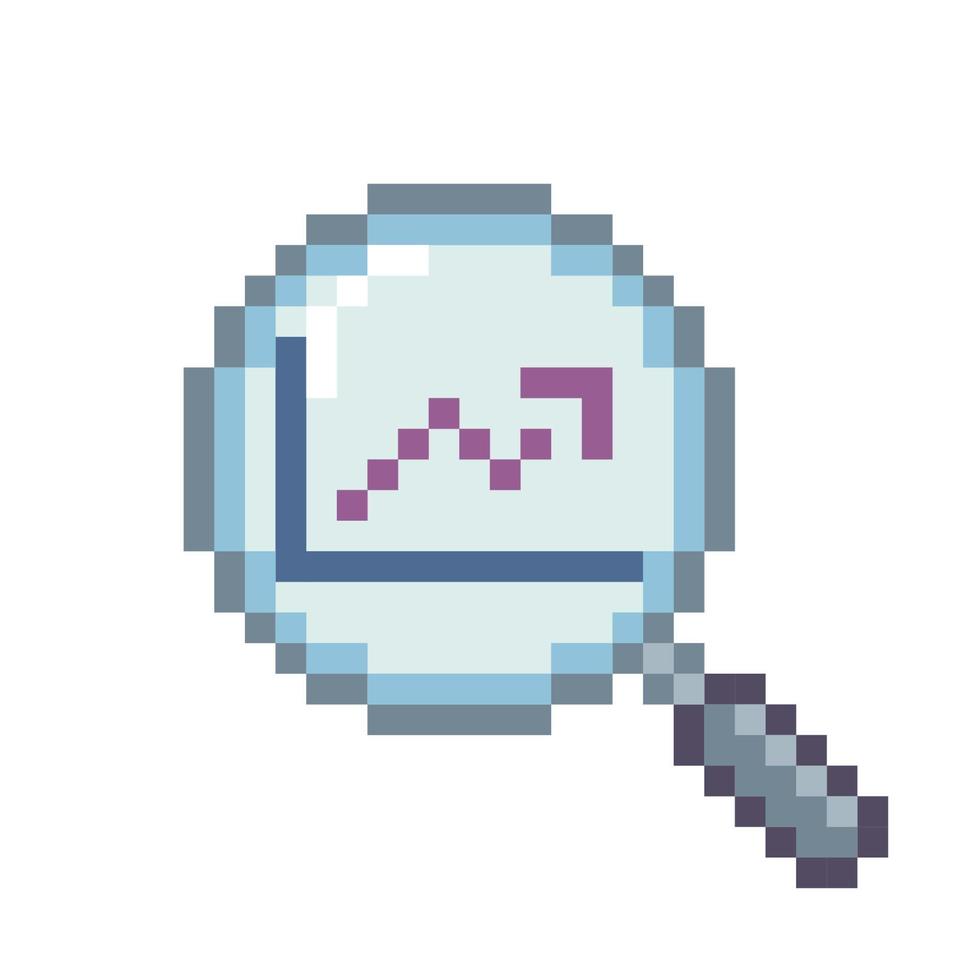 Data analysis. Pixel Art Business Icon vector