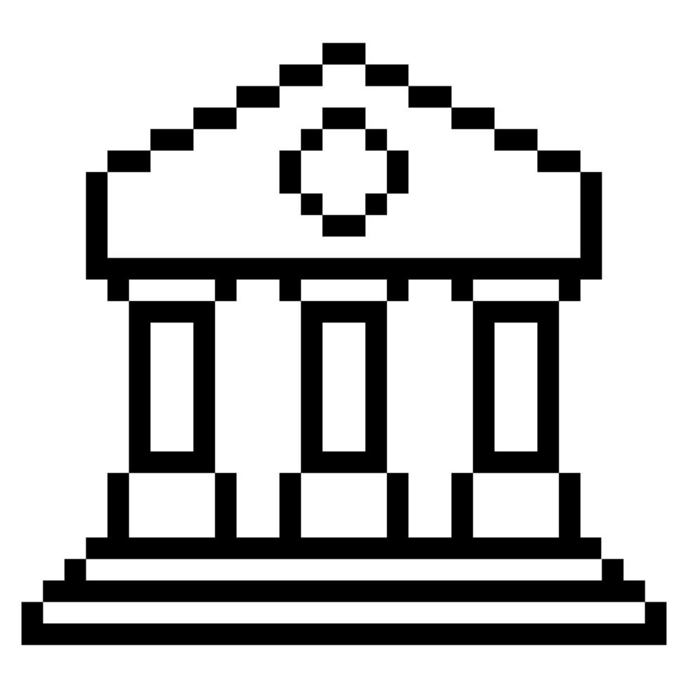 Bank. Pixel Art Business Icon vector