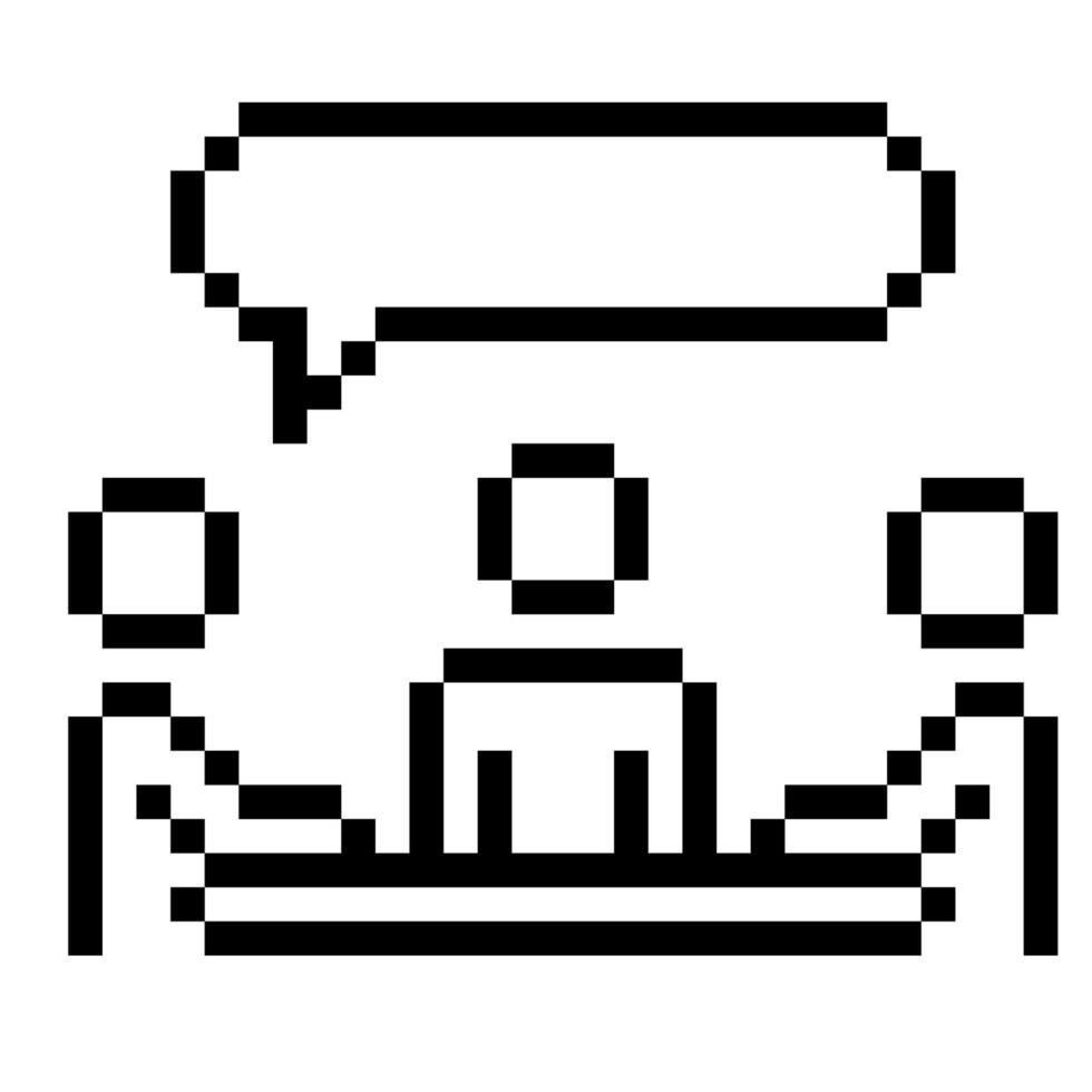 Meeting. Pixel Art Business Icon vector