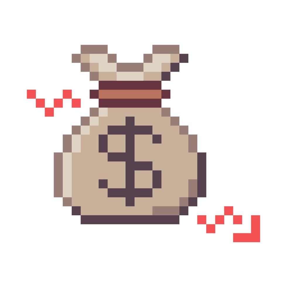 Crisis. Pixel Art Business Icon vector