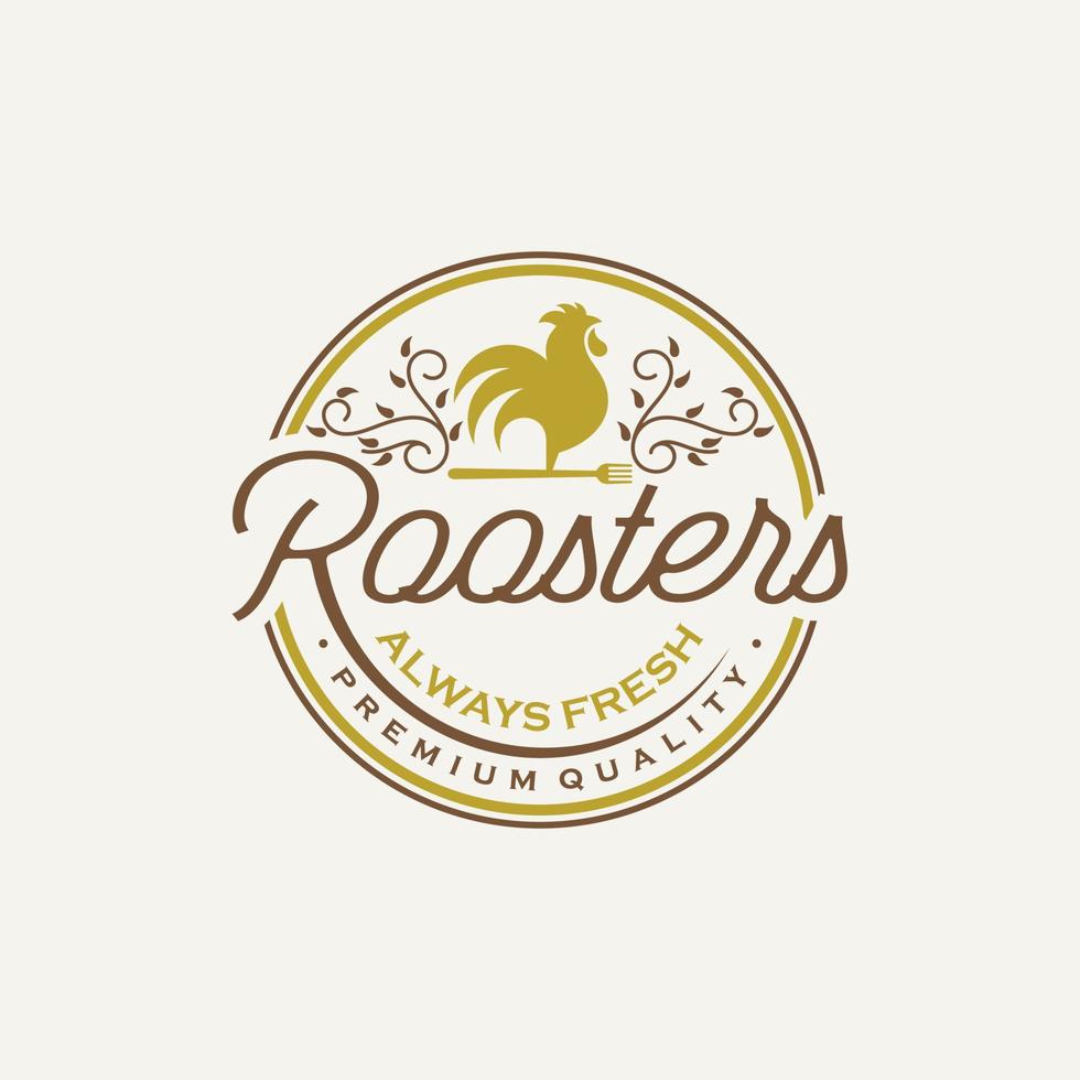 Roosters Vintage Logo Vector Illustration