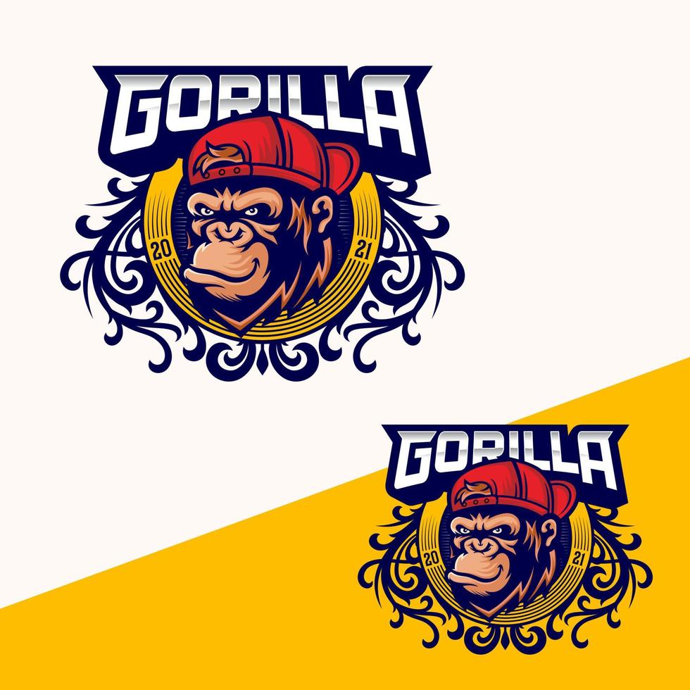 Monkey mascot logo vector. Animal vector illustration. Geek monkey logo. Chimpanzee vector logo design