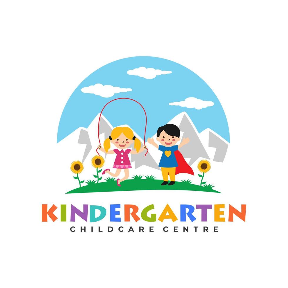 Kindergarten Logo Design Vector Template