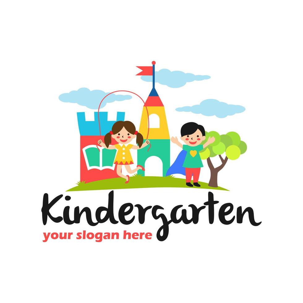 Kindergarten Logo Design Vector Template