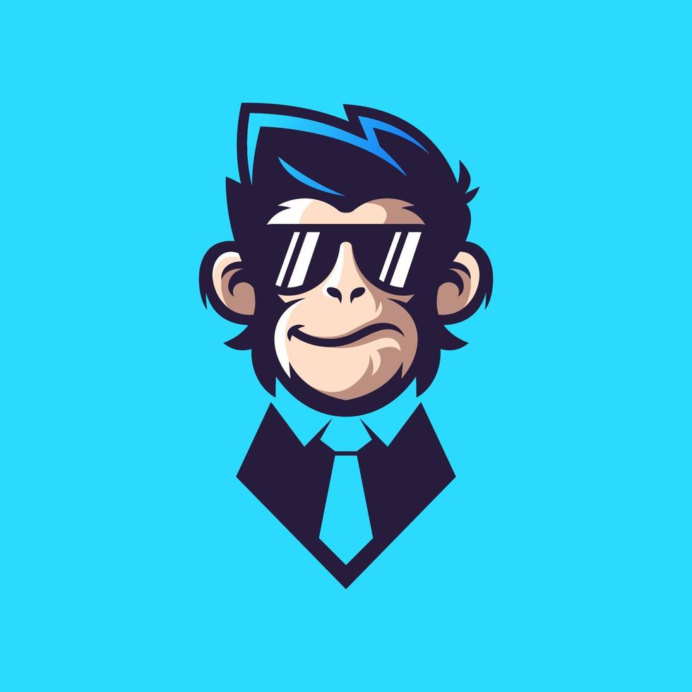 Monkey mascot logo vector. Animal vector illustration. Geek monkey logo. Chimpanzee vector logo design