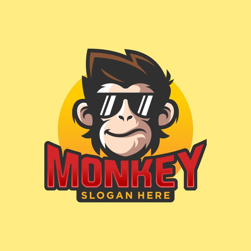 vector del logotipo de la mascota del mono. ilustración vectorial de animales. logotipo de mono geek. diseño de logotipo de vector de chimpancé