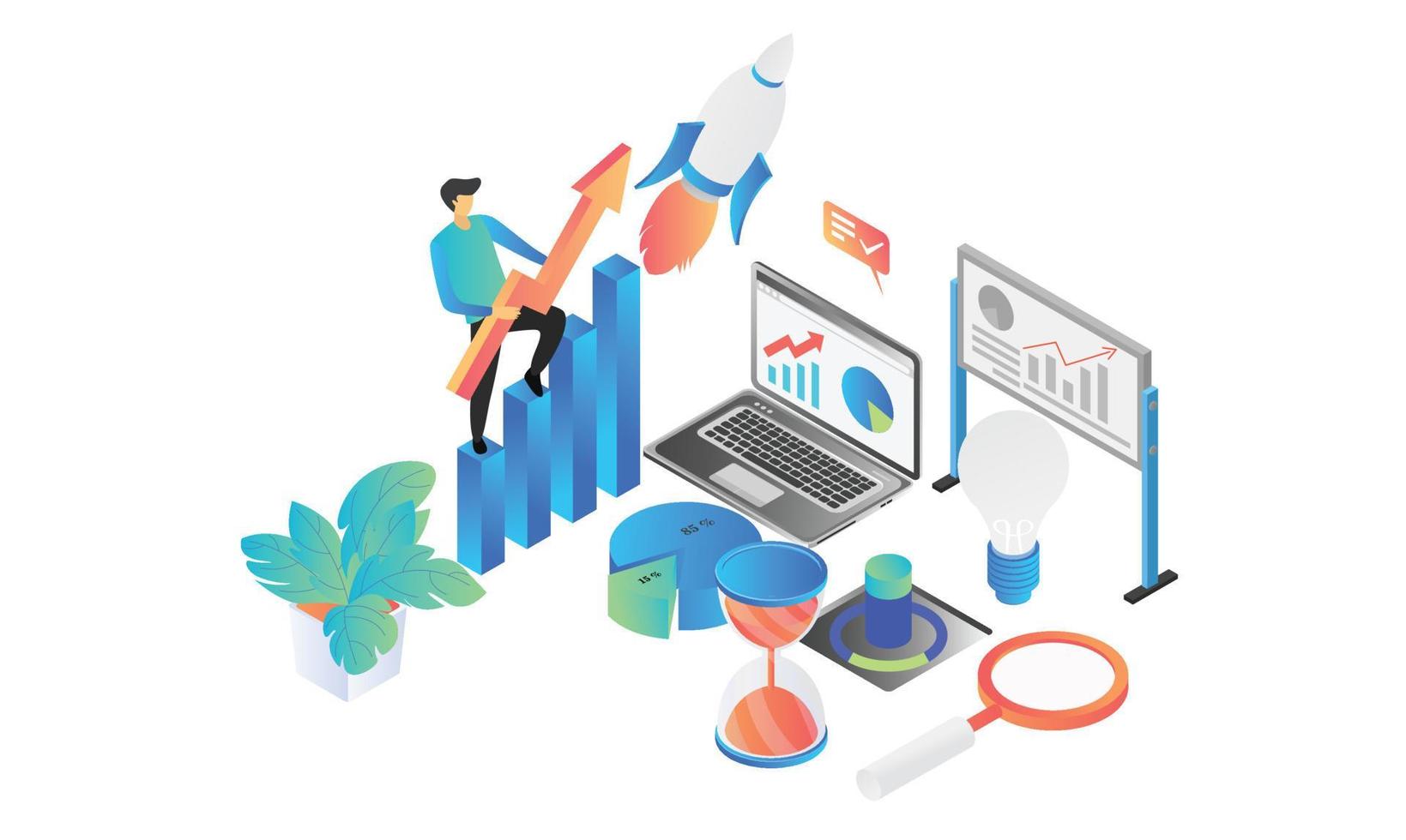 Isometric style website development illustration vector