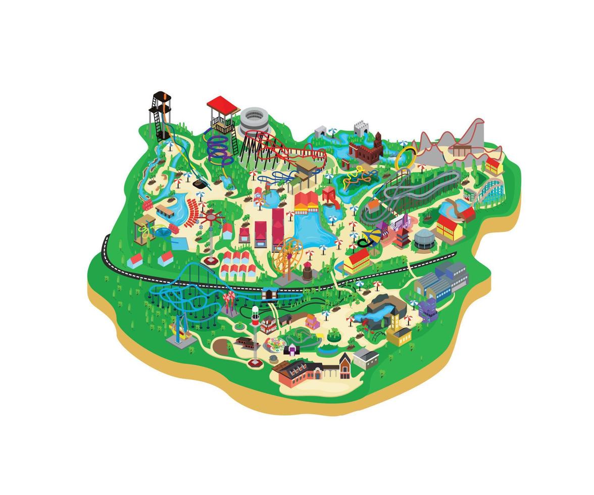 Isometric style playground map illustration vector