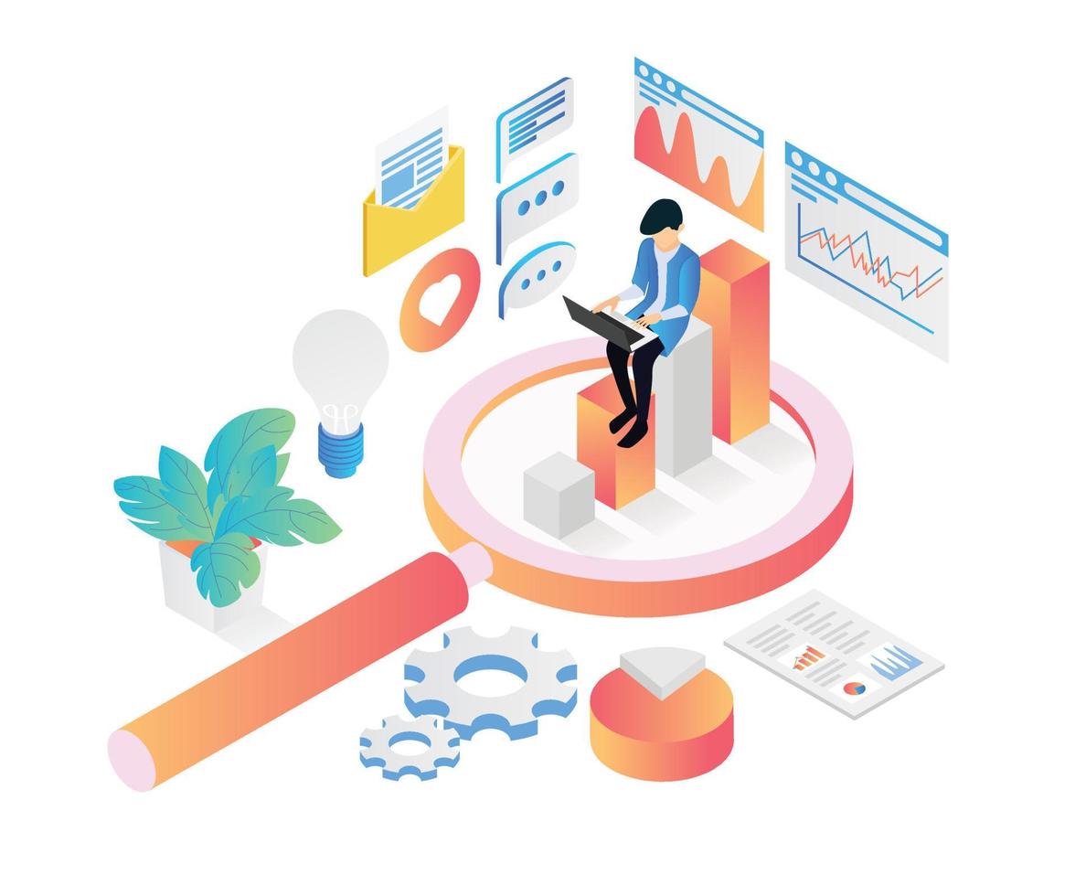 Isometric style website development illustration vector