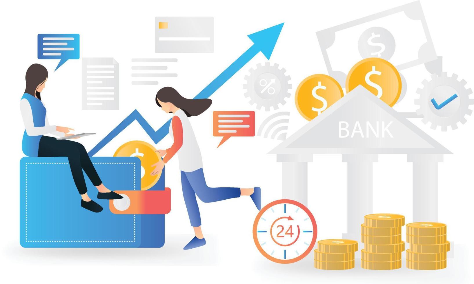 Flat style illustration of finance and banking vector