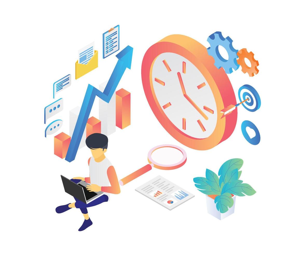 Isometric style website development illustration vector