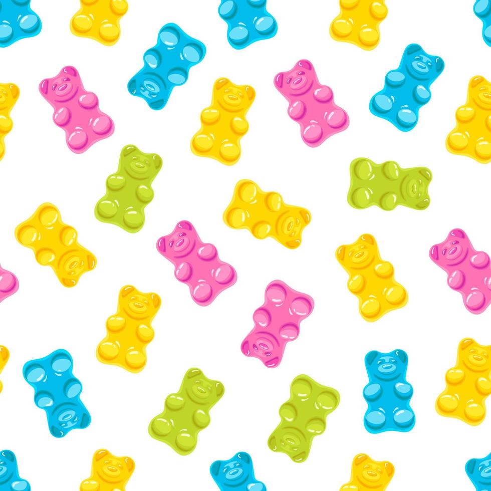pattern of colorful fruit sweets and candies with vitamins. gummy bears. vector