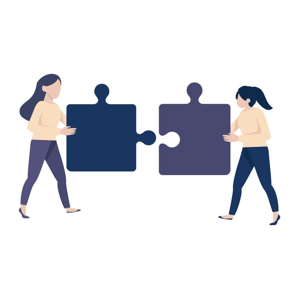 Business People Holding big jigsaw puzzle pieces teamwork concept vector