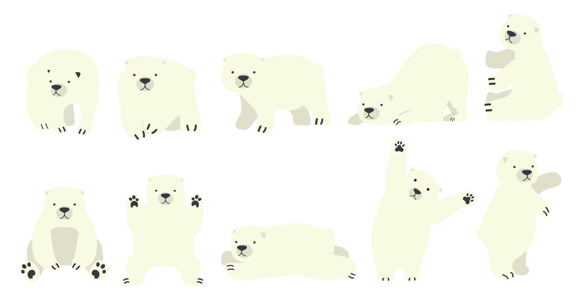 Polar bear funny character cartoon set vector