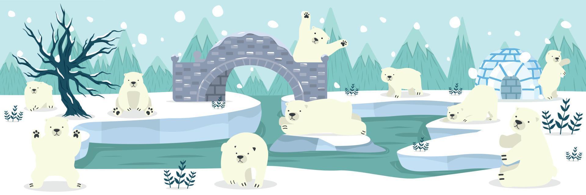 North pole Arctic with polar bear background vector