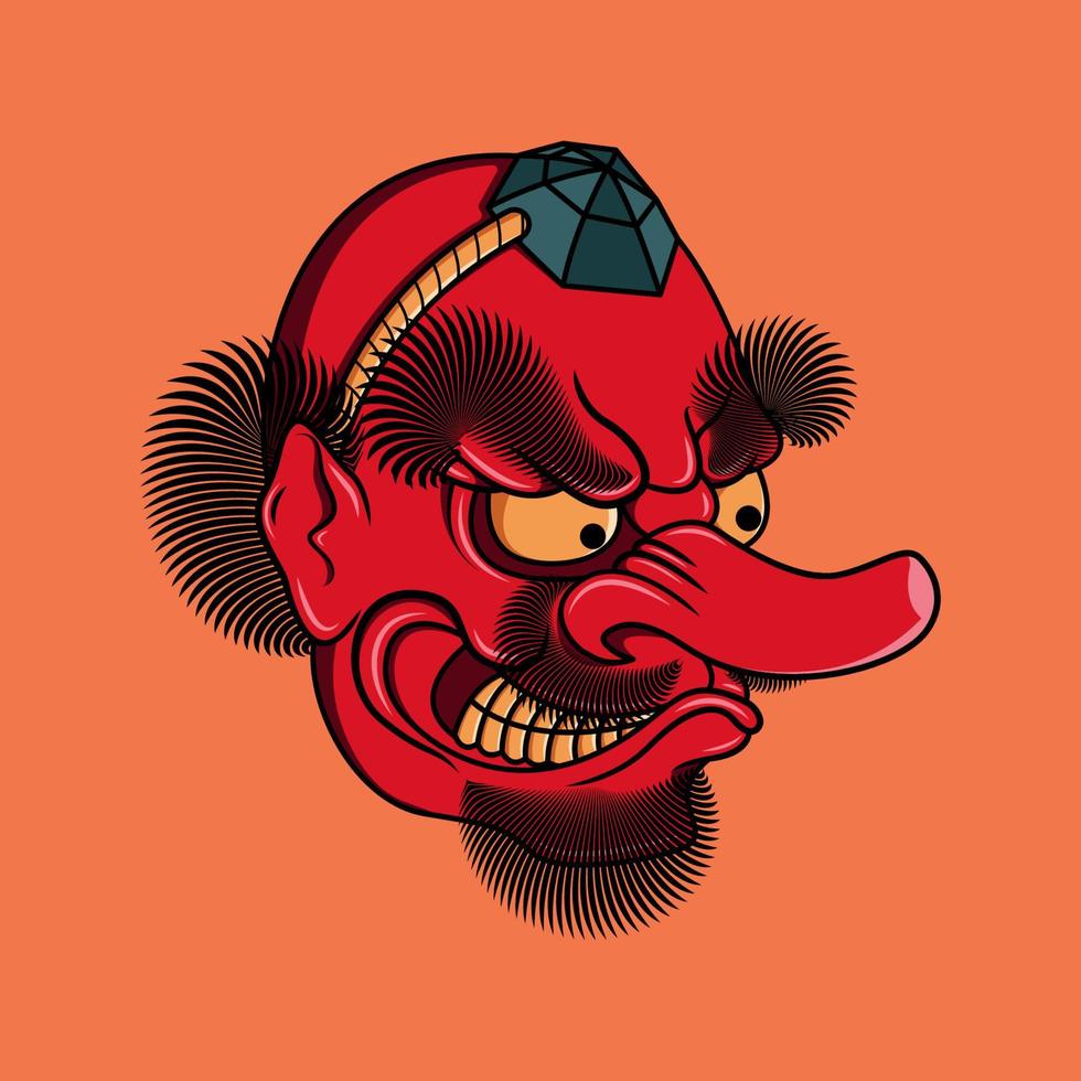 máscara tengu japonesa, ilustración vectorial eps.10 vector