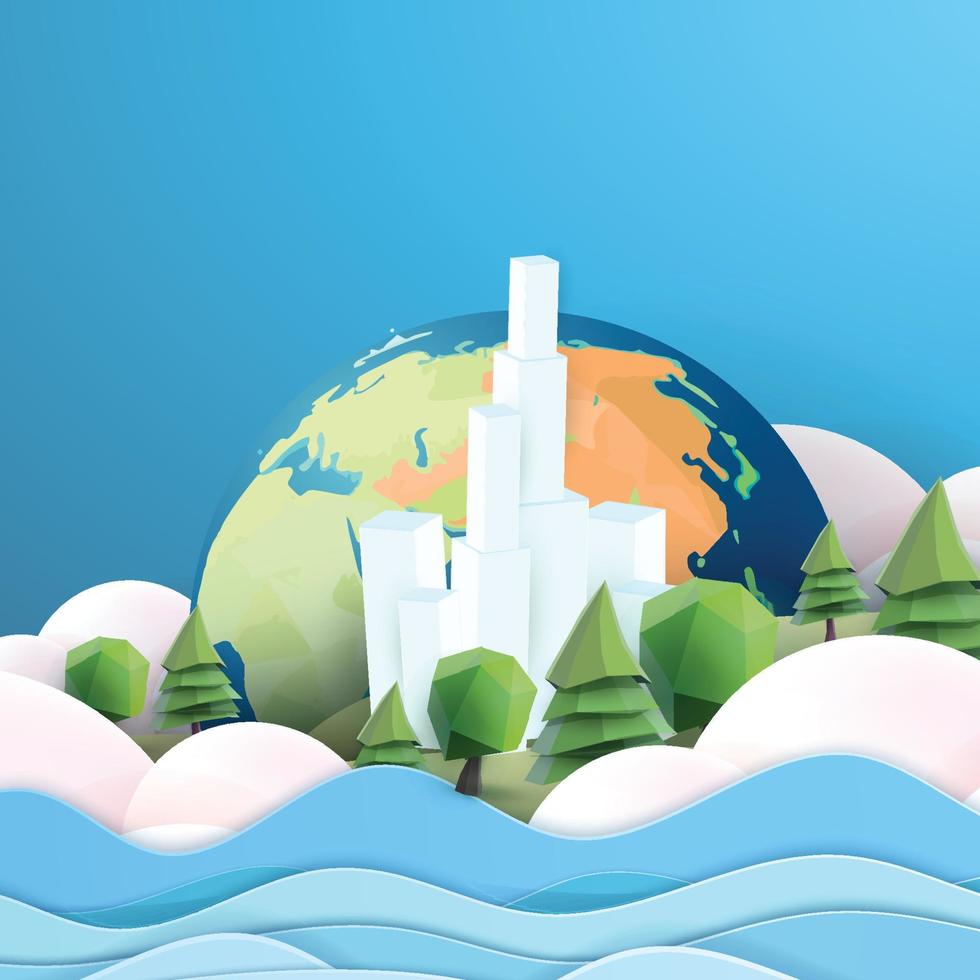 world and city green tree nature landscape outdoor vector eco concept