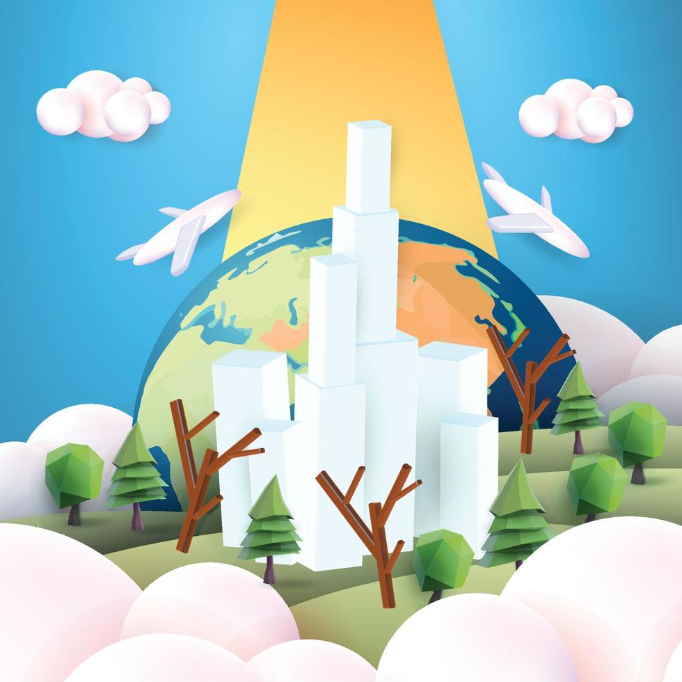 world and city green tree nature landscape outdoor vector eco concept