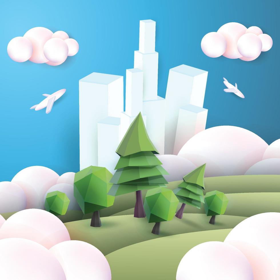 world and city green tree nature landscape outdoor vector eco concept