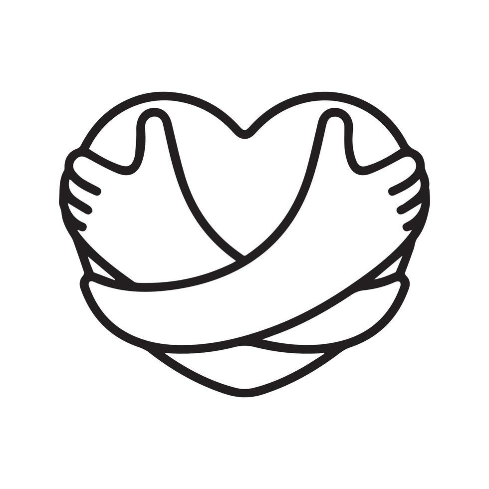 Hugging heart symbol. vector