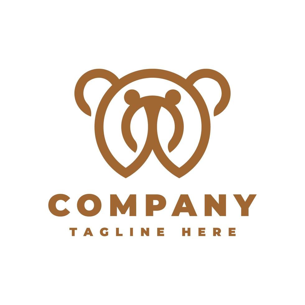 bear with line style logo design vector
