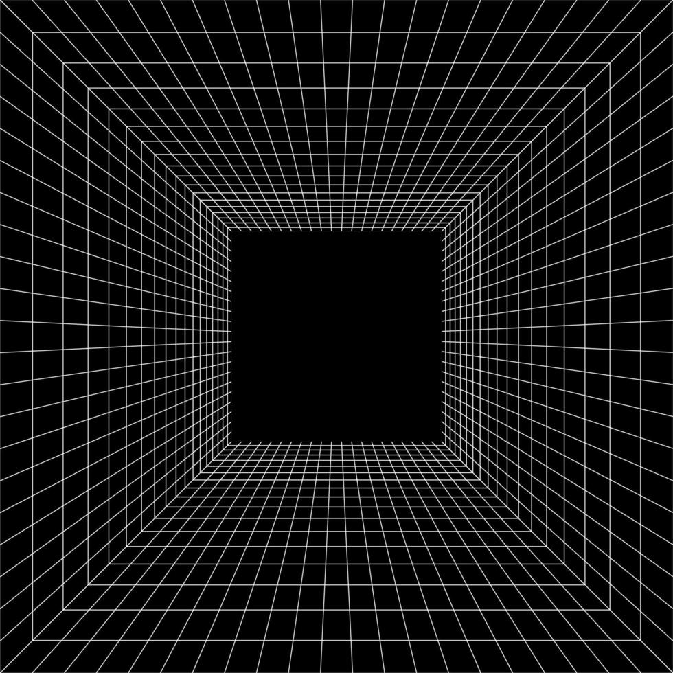 Grid room in perspective, vector illustration in 3d style. Indoor