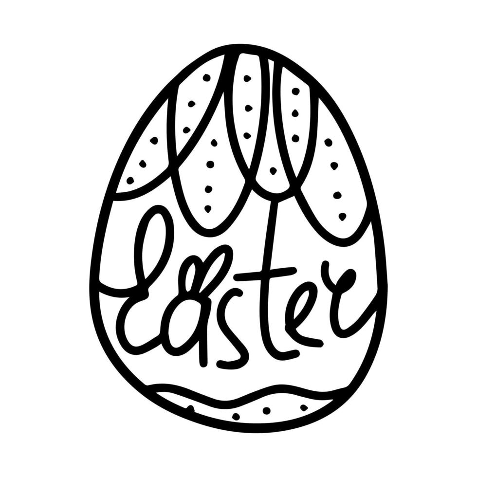 Easter egg in doodle style. Happy Easter hand drawn isolated on white background. Sketch eggs for cards, logos, holidays. Vector illustration.