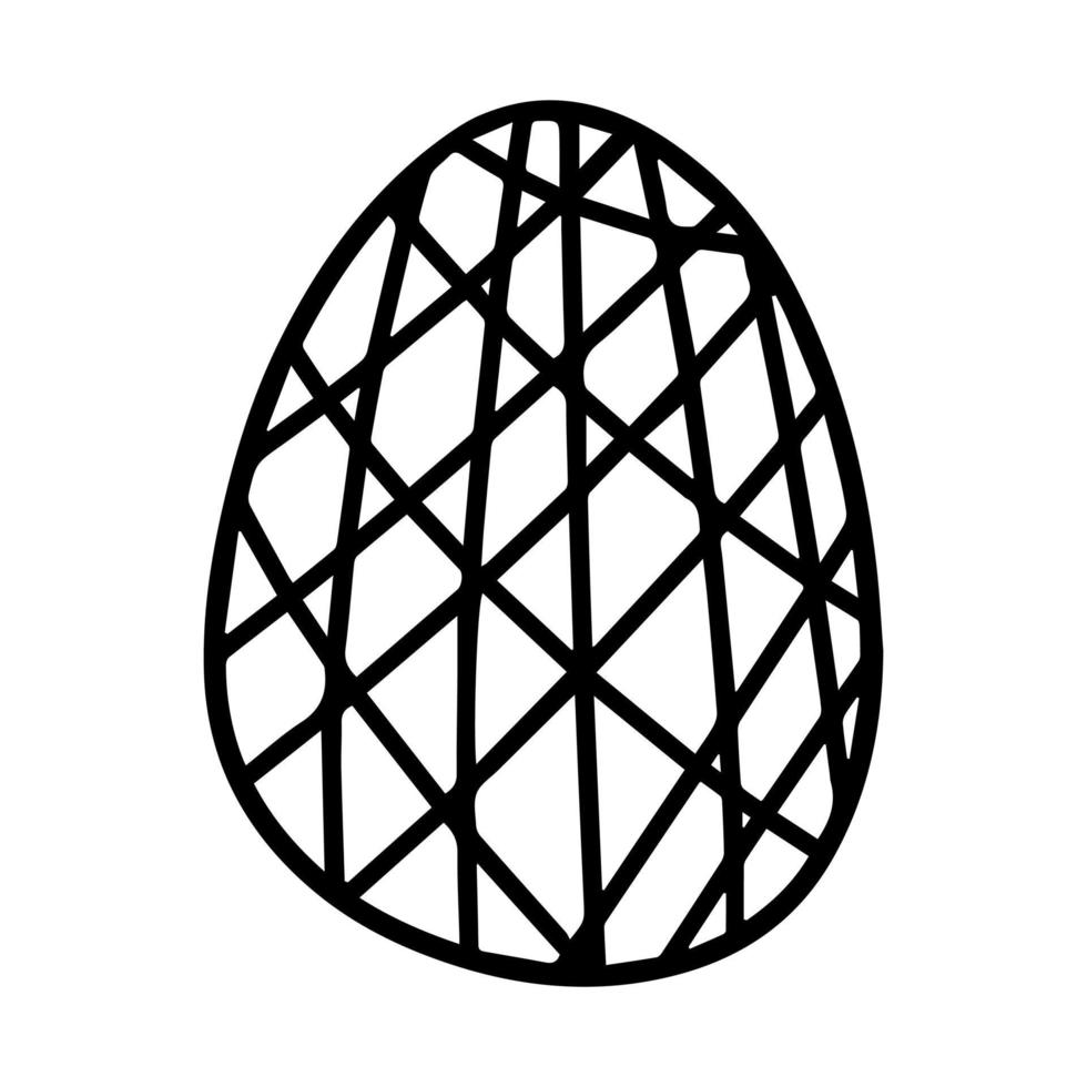 Easter egg in doodle style. Happy Easter hand drawn isolated on white background. Sketch eggs for cards, logos, holidays. Vector illustration.