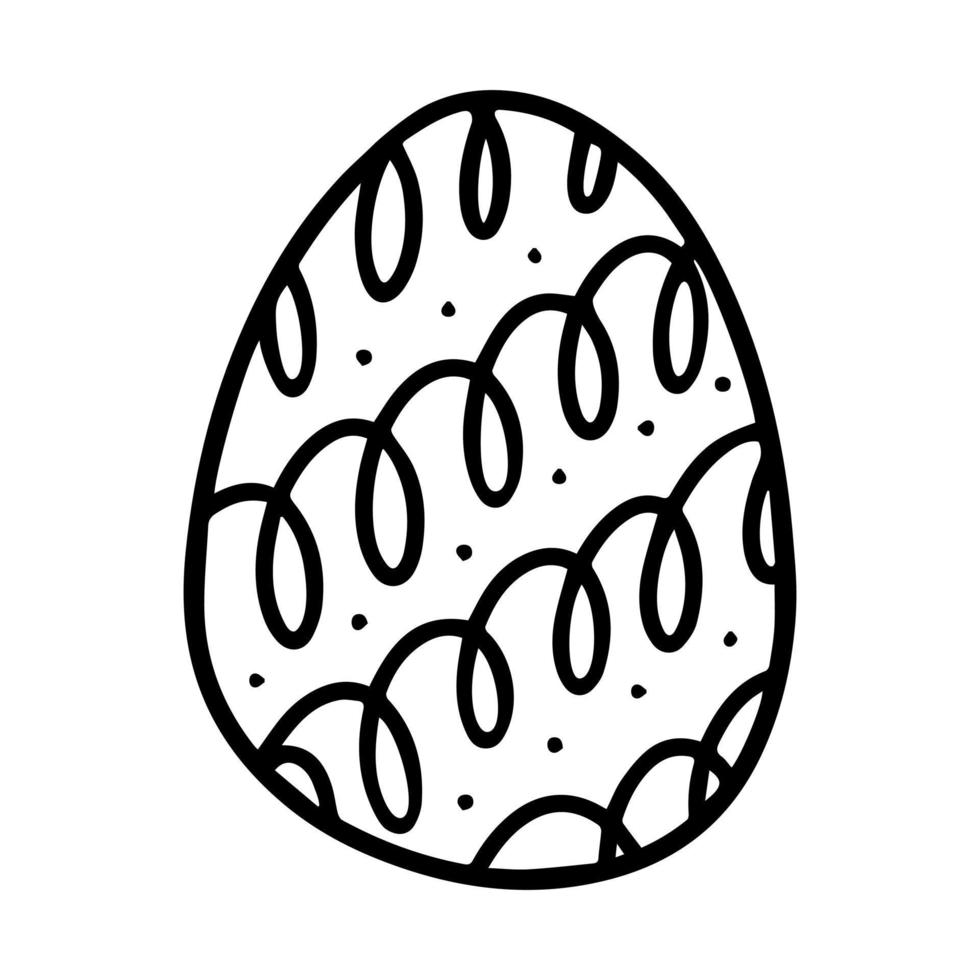 huevo de pascua en estilo garabato. feliz pascua dibujado a mano aislado sobre fondo blanco. dibujar huevos para tarjetas, logos, vacaciones. ilustración vectorial vector