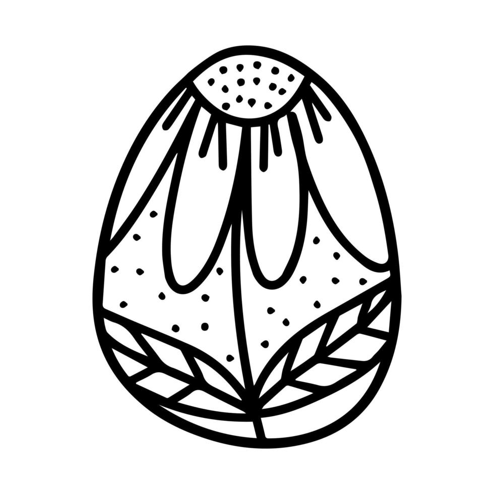 huevo de pascua en estilo garabato. feliz pascua dibujado a mano aislado sobre fondo blanco. dibujar huevos para tarjetas, logos, vacaciones. ilustración vectorial vector