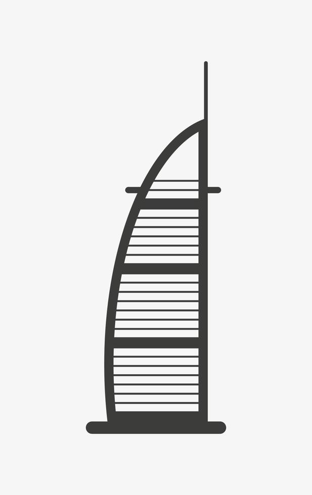 Dubai hotel vector icon isolated on white background