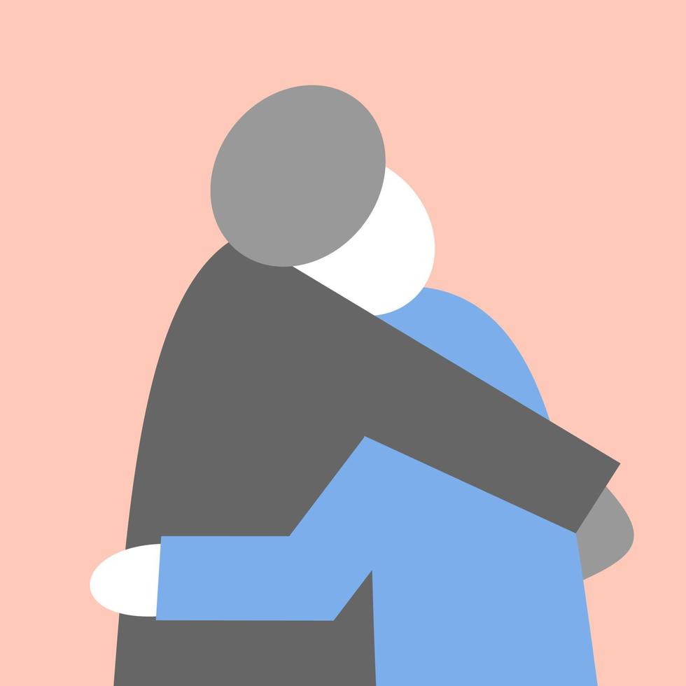 people hugging - square illustration in flat style. concept - parting, meeting. embrace vector